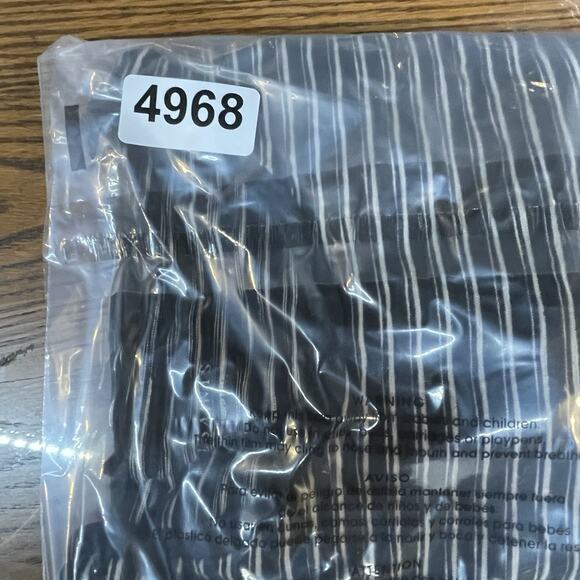 AllSaints Shirt Mens Large Black Striped Short Sleeve Crew Logo Point Modal Tee - Picture 9 of 9